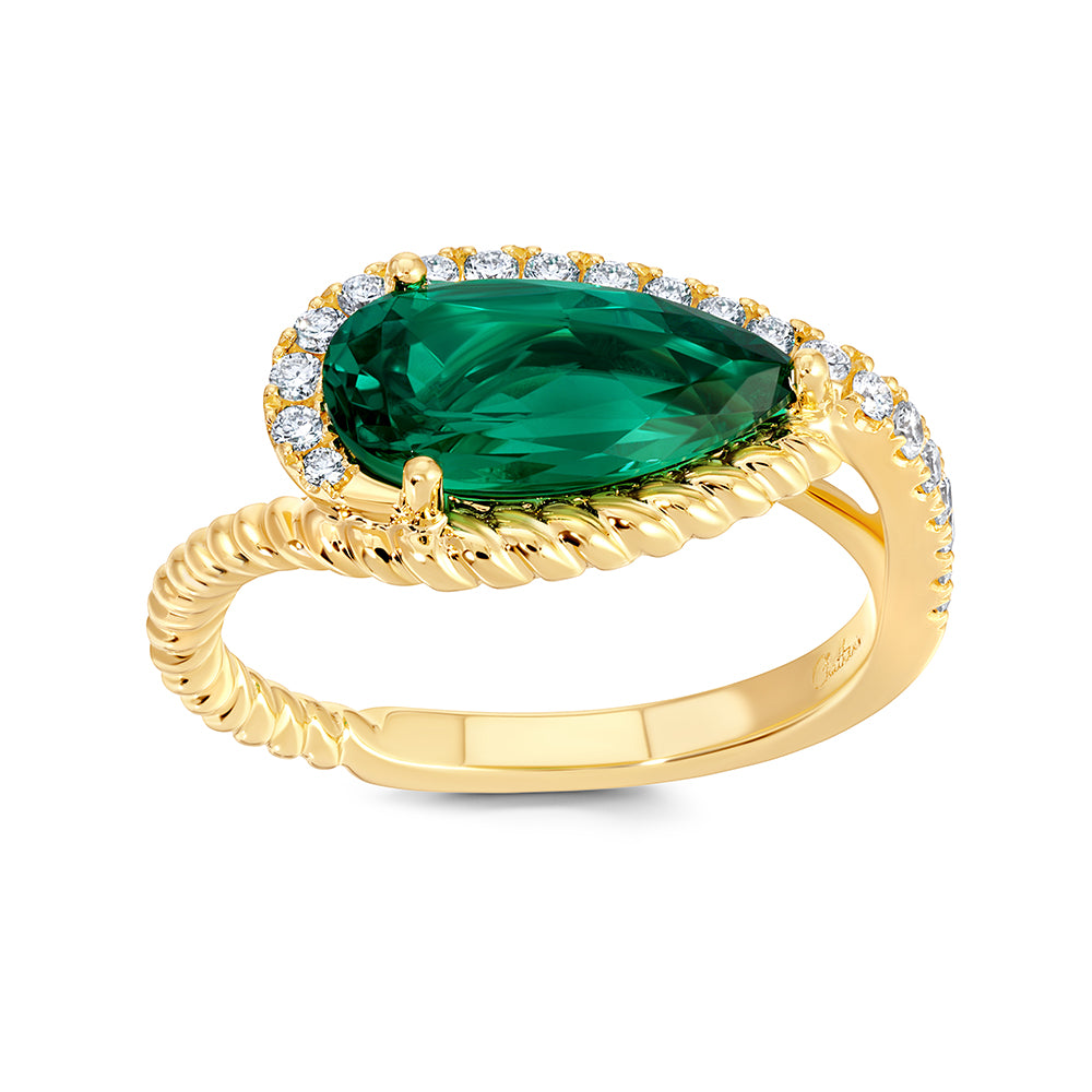 Chatham lab-grown emerald ring, style CR15000YEM
