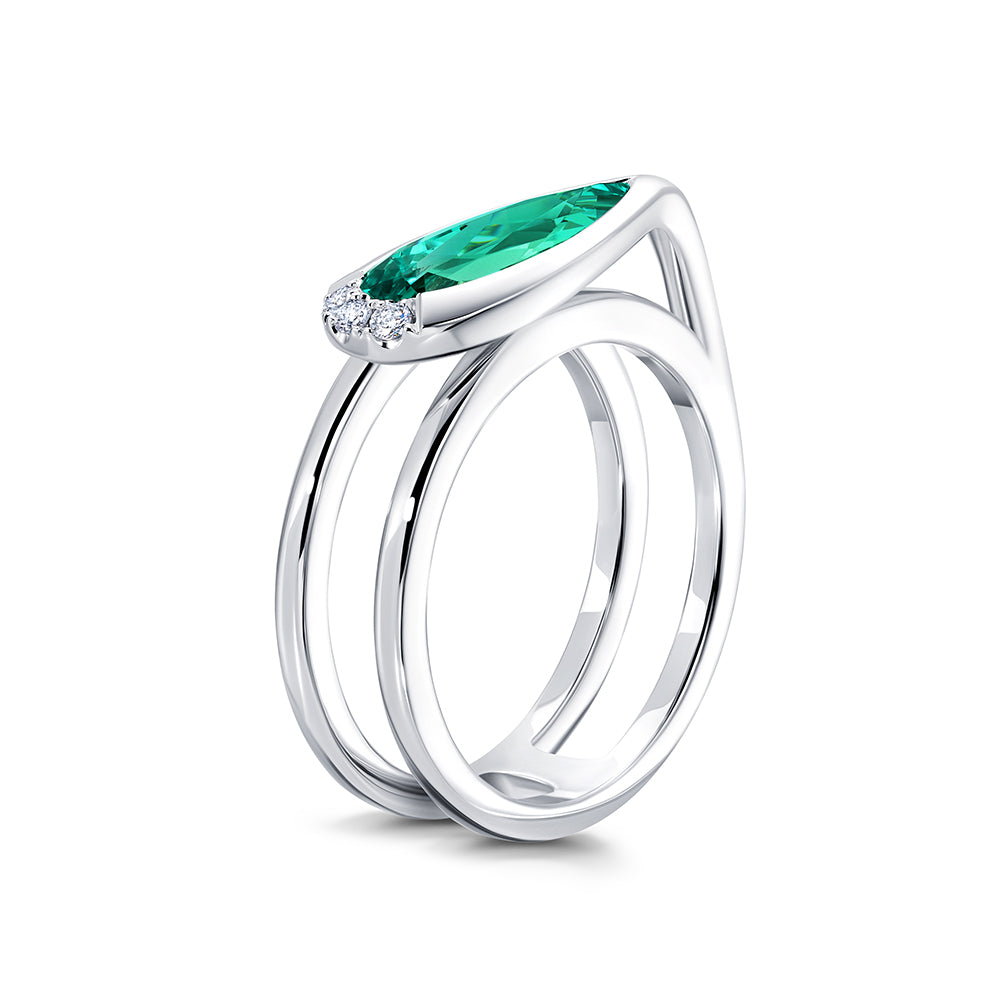 Chrysoberyl Ring – Pear, 14K White Gold