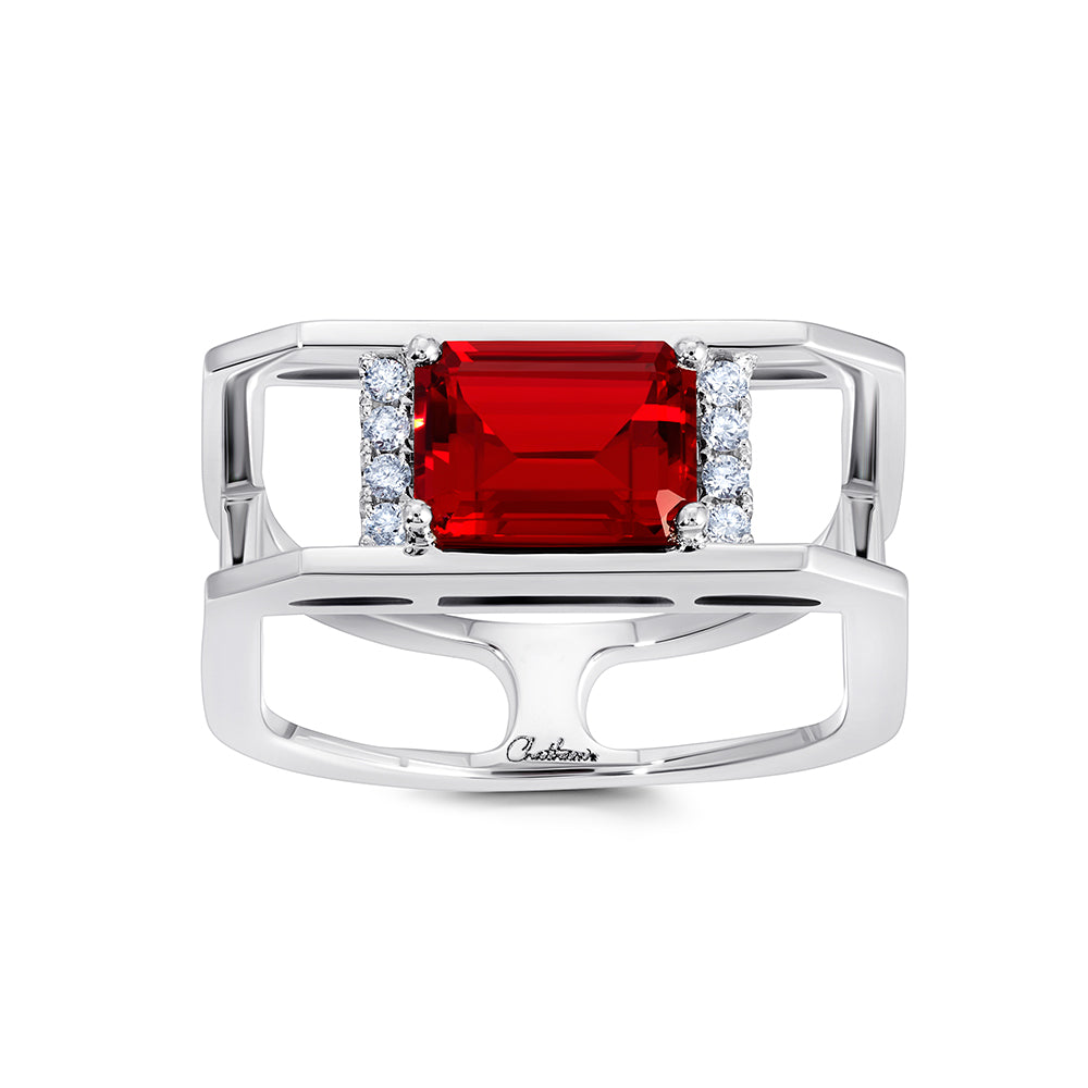 Chatham lab-grown ruby ring in 14k white gold, style CR15003WRU