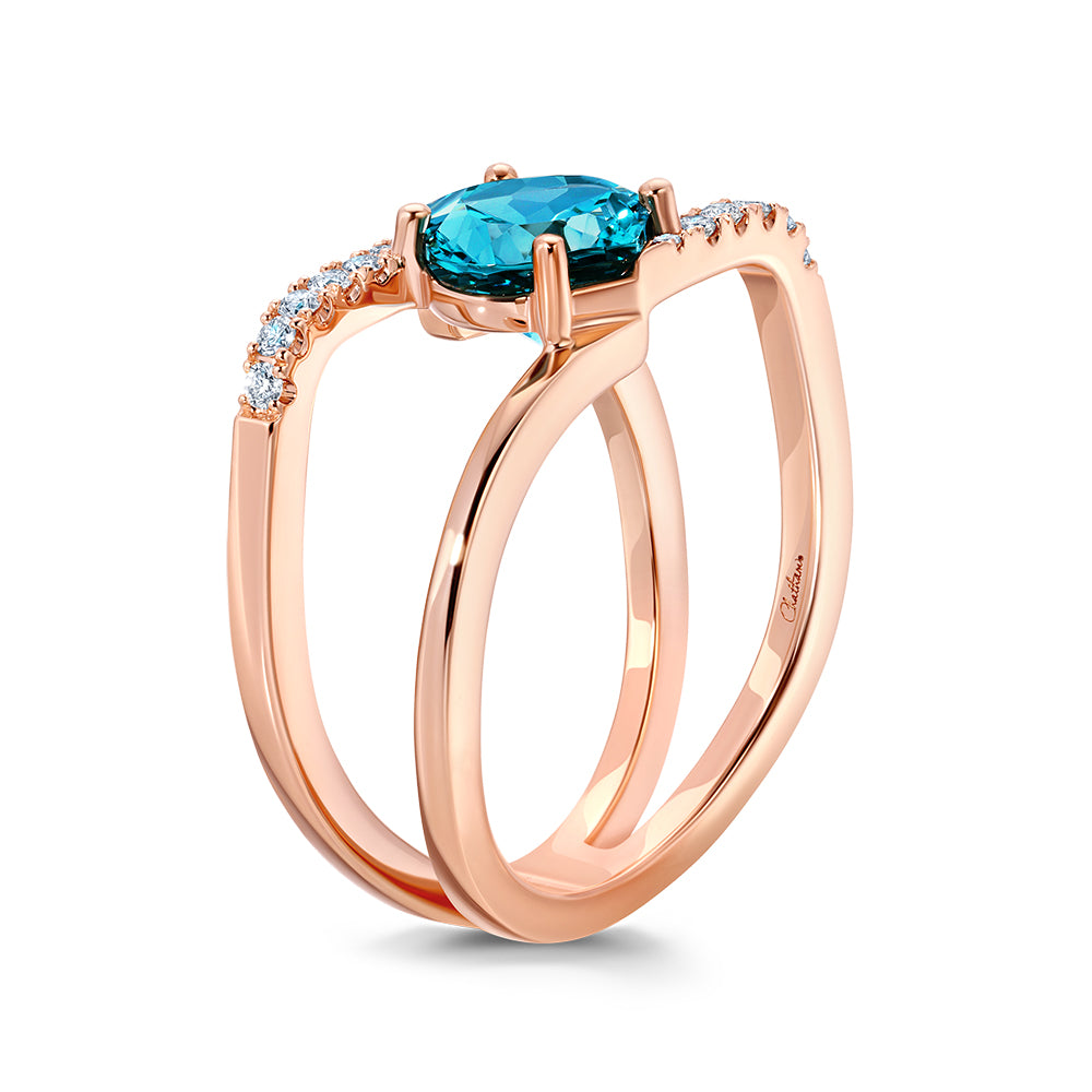 Paraiba Colored Spinel Ring – Onion, 14K Rose Gold