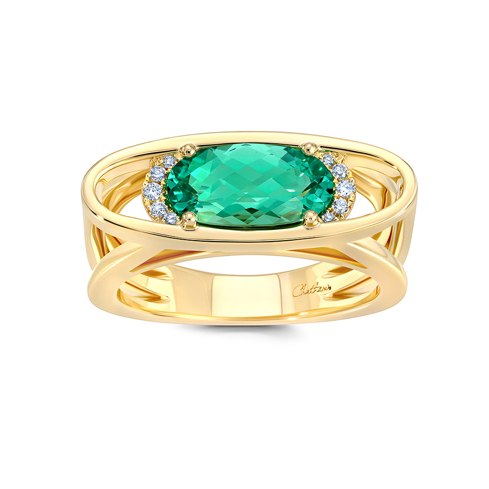 Chatham lab-grown chrysoberyl ring, style CR15005YCH
