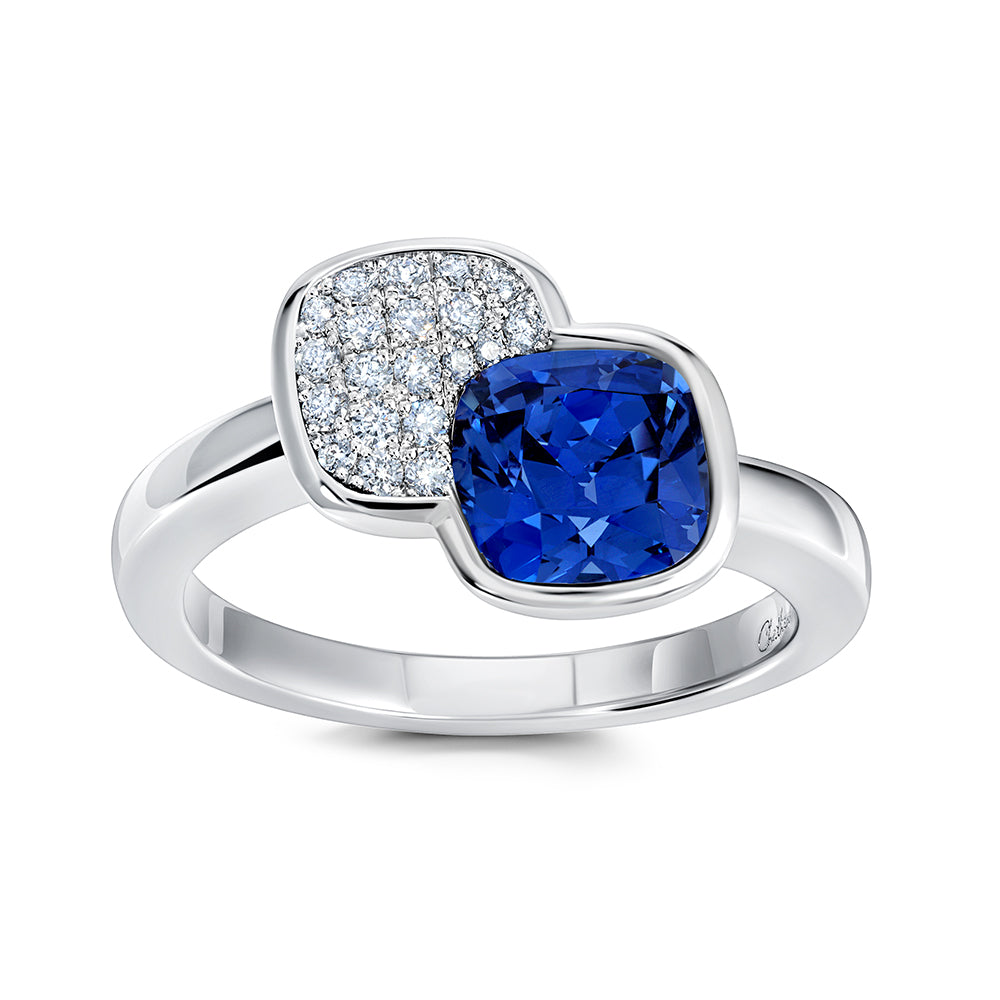 Chatham lab-grown blue sapphire ring, style CR15009WBS