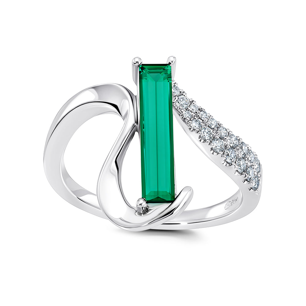 Chatham lab-grown emerald ring, style CR15012WEM
