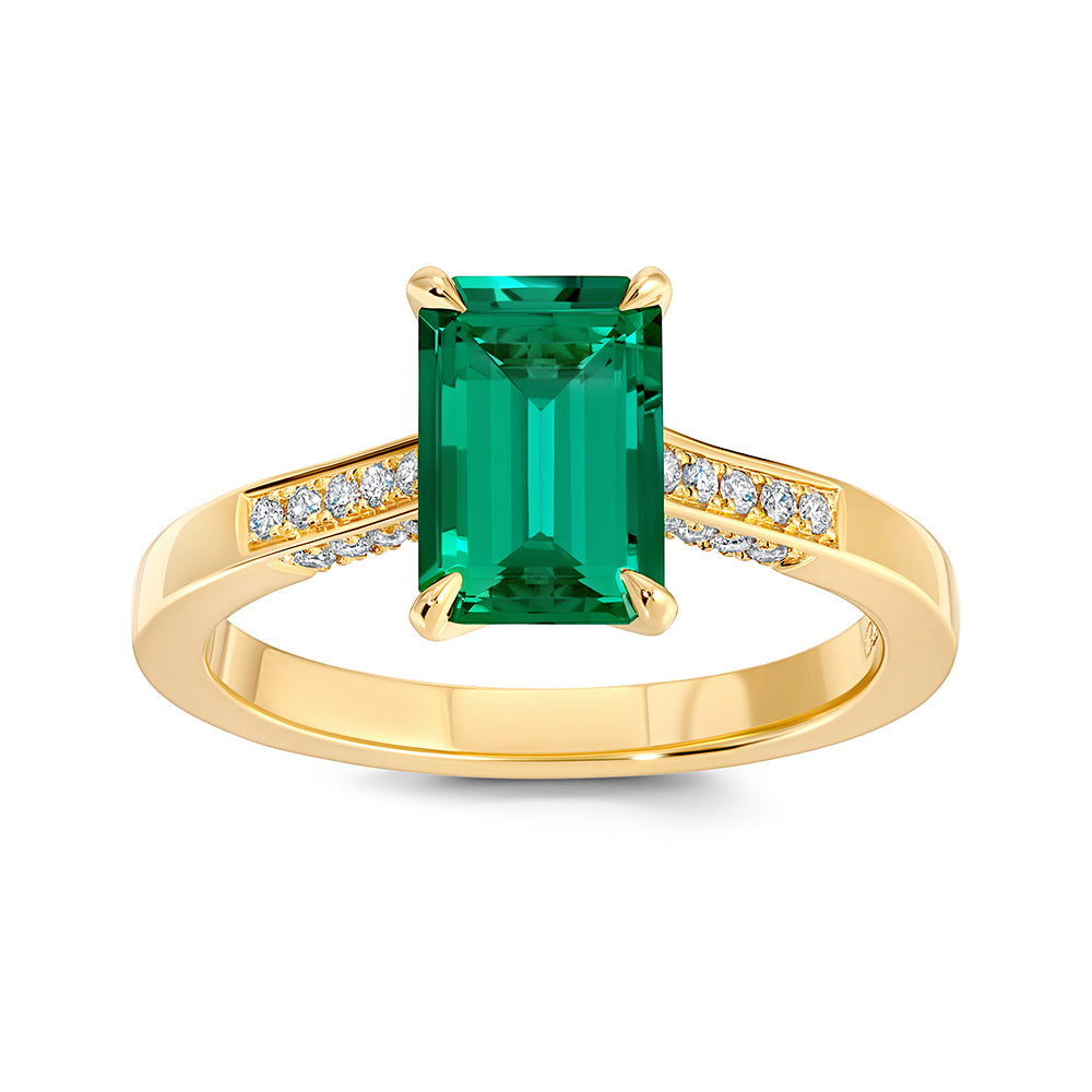 Chatham lab-grown emerald ring, style CR15014YEM