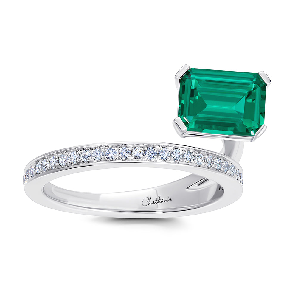 Chatham lab-grown emerald ring, style CR15016WEM