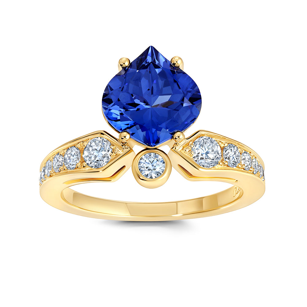 Chatham lab-grown blue sapphire ring, style CR15019YBS