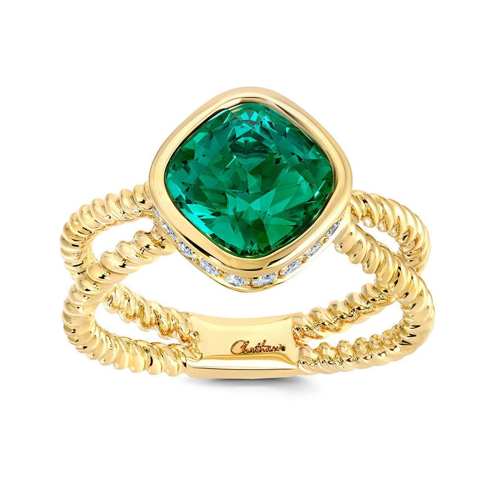 Chatham lab-grown emerald ring, style CR15026YEM