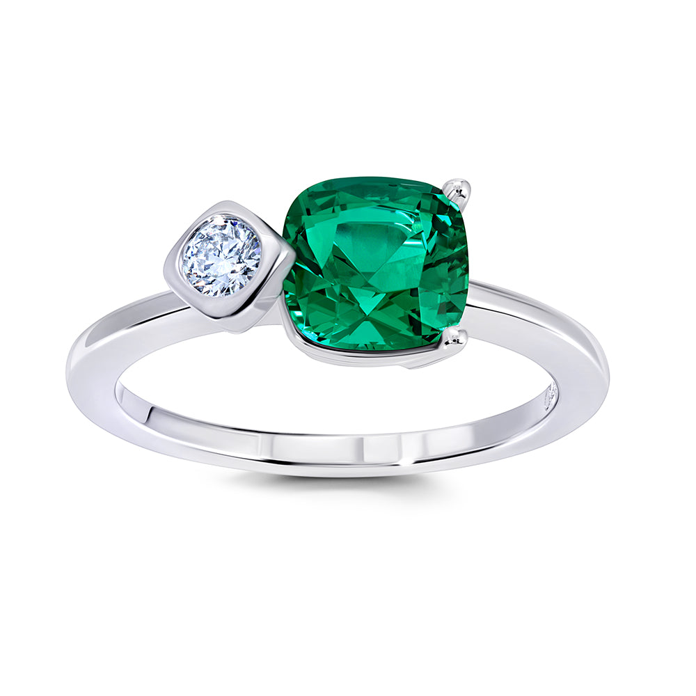 Chatham lab-grown emerald ring, style CR15028WEM