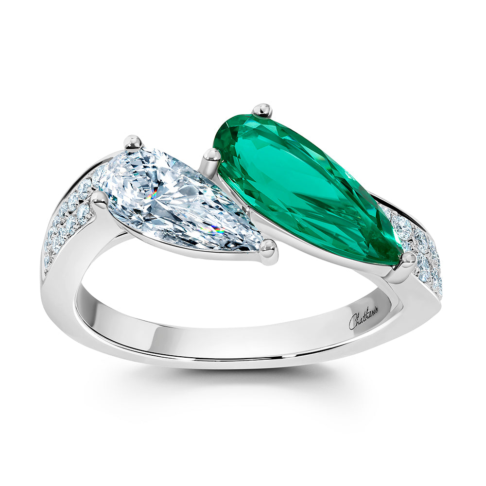 Chatham lab-grown emerald ring, style CR15054WEM