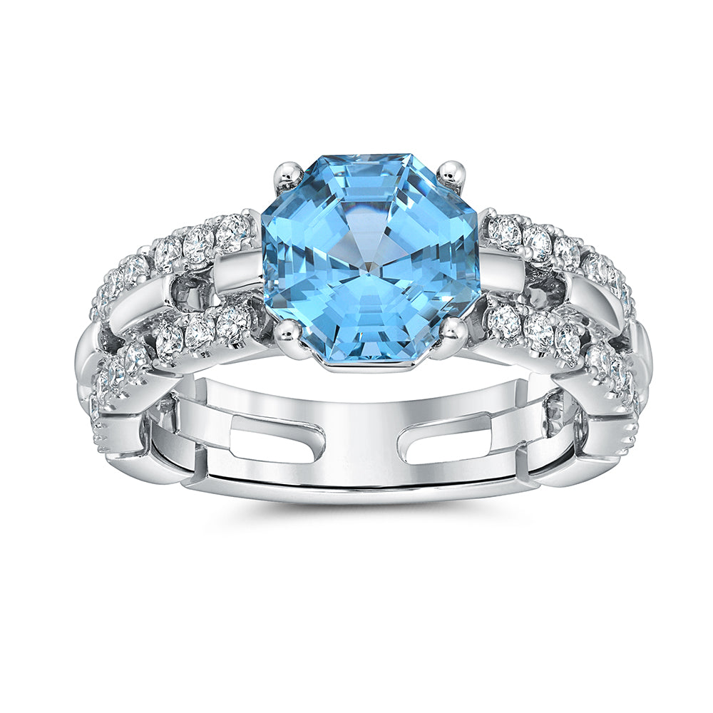 Chatham lab-grown aqua blue spinel ring, style CR15056WAQ