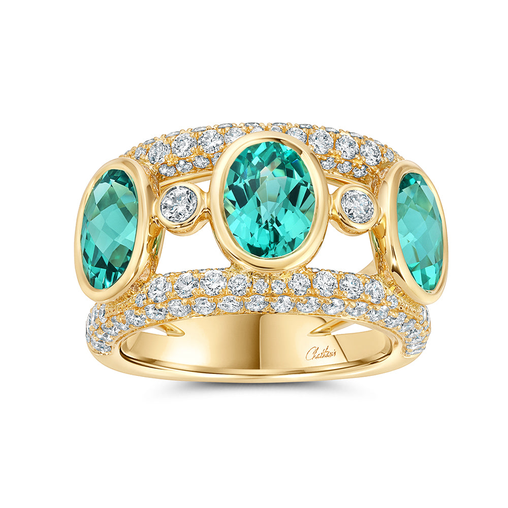 Chatham lab-grown chrysoberyl ring, style CR15061YCH