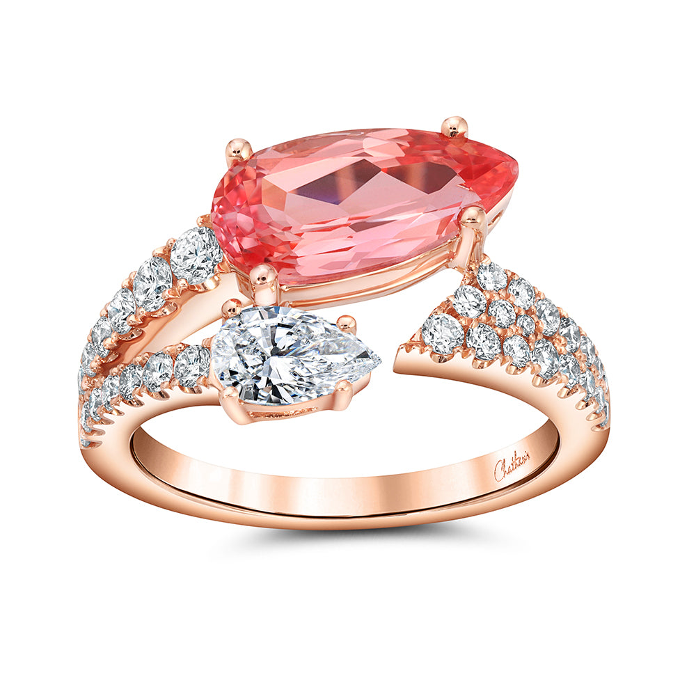 Chatham lab-grown champagne sapphire ring, style CR15062RCS