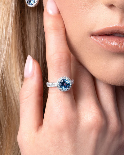 Aqua Blue Spinel Ring