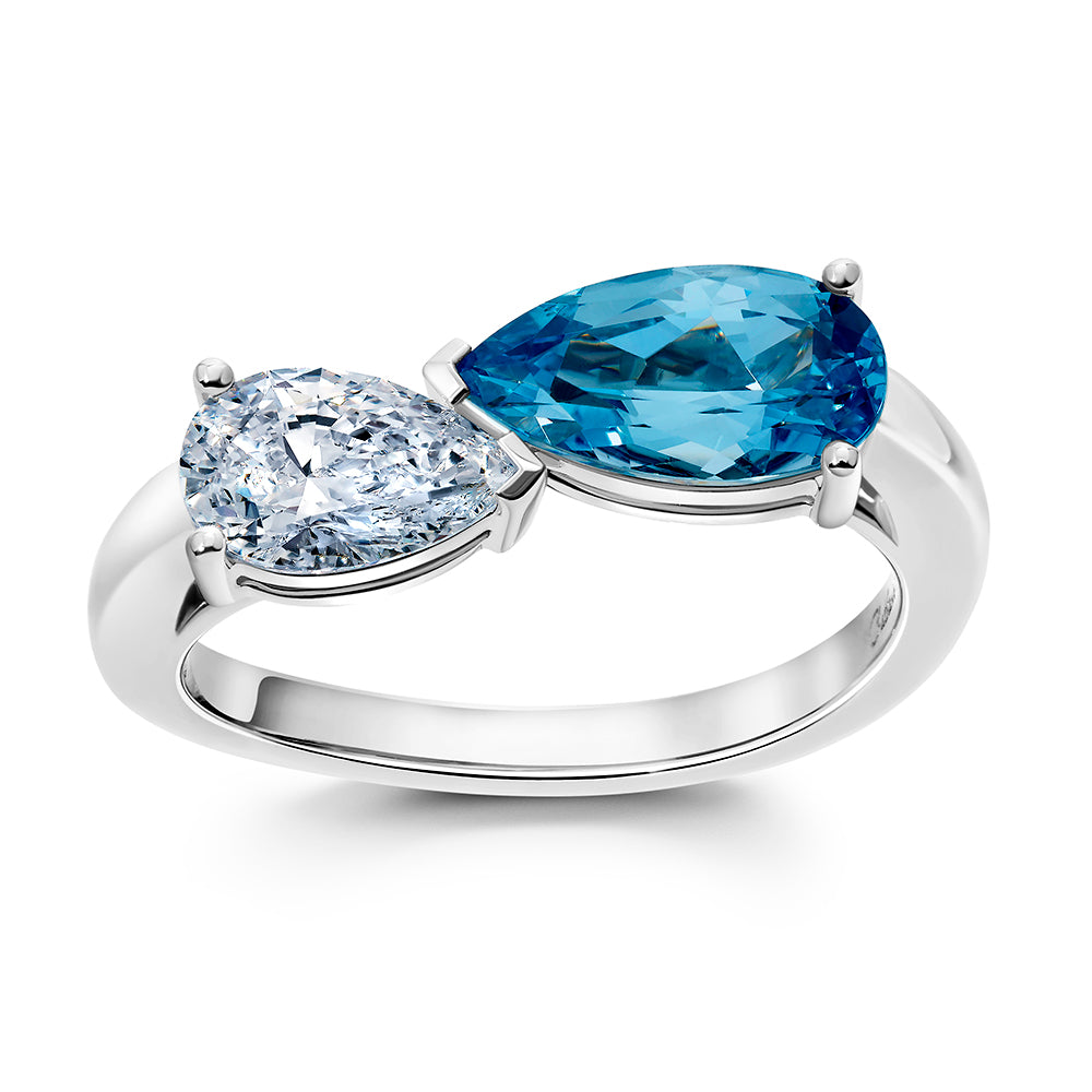 Chatham lab-grown aqua blue spinel ring, style CR15112WAQ