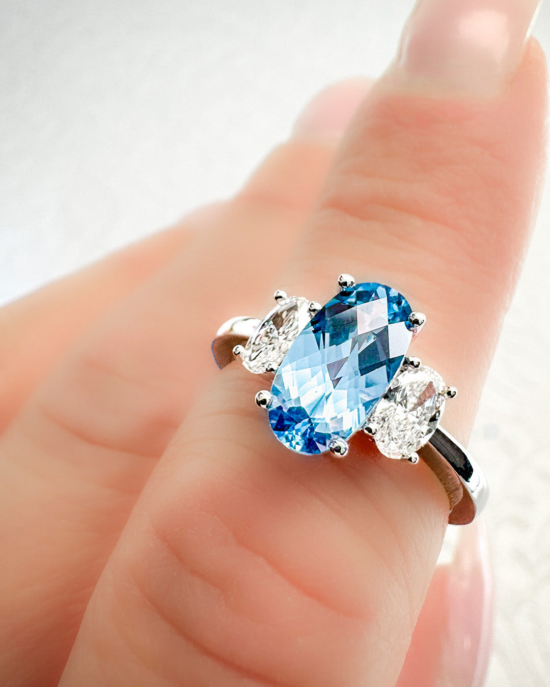 Aqua Blue Spinel Ring