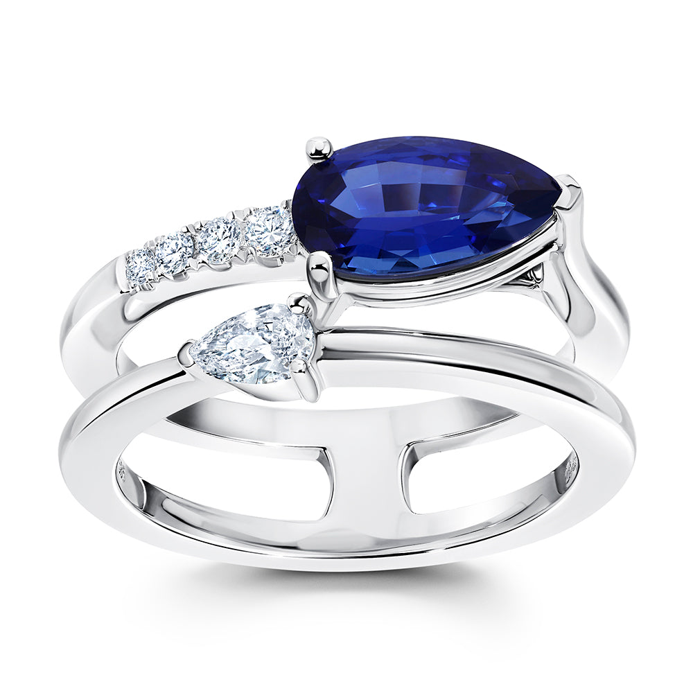 Chatham lab-grown blue sapphire ring, style CR15119WBS