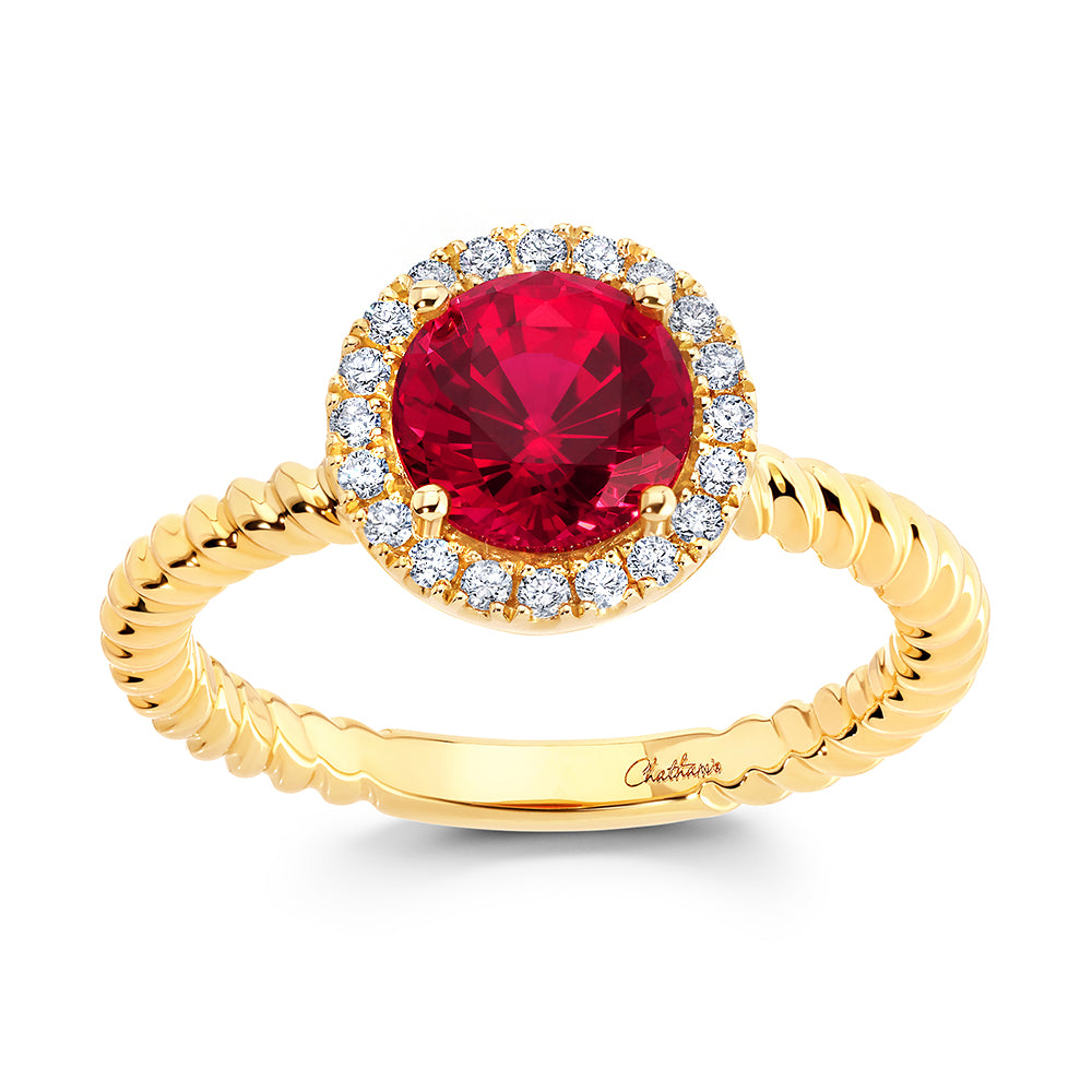 Chatham lab-grown ruby ring, style CR15121YRU