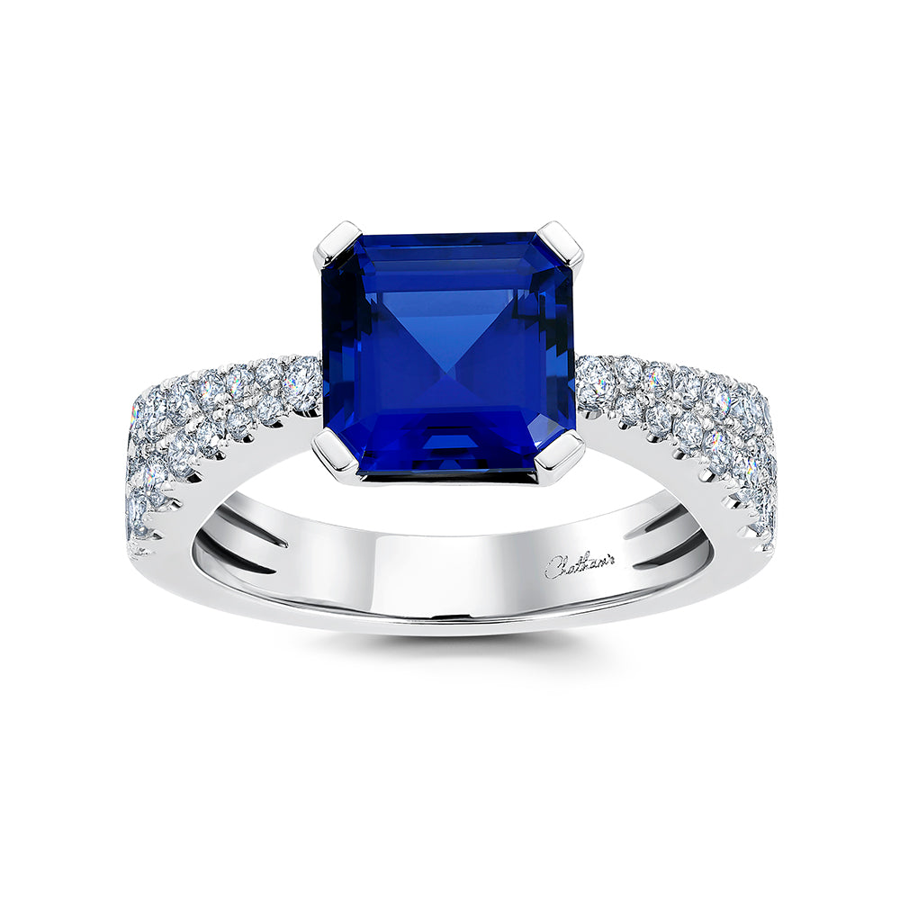 Chatham lab-grown blue sapphire ring, style CR15125WBS