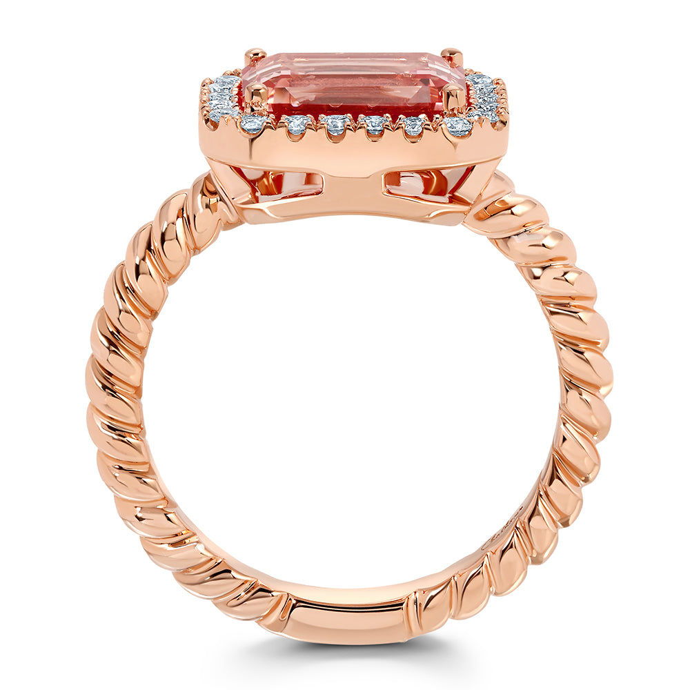 Champagne Sapphire Ring – Octagon, 14K Rose Gold, 9x7mm