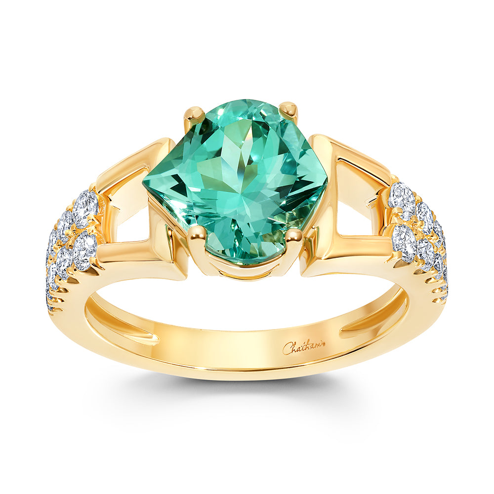 Chatham lab-grown chrysoberyl ring, style CR15127YCH