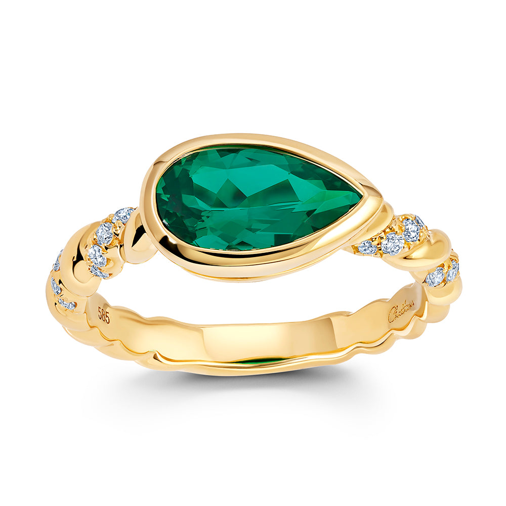 Chatham lab-grown emerald ring, style CR15135YEM