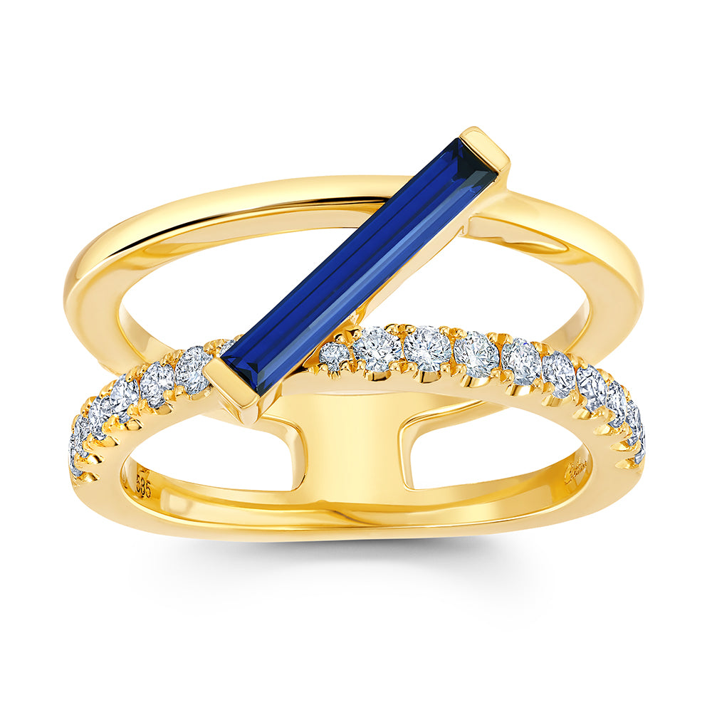 Chatham lab-grown blue sapphire ring, style CR15136YBS