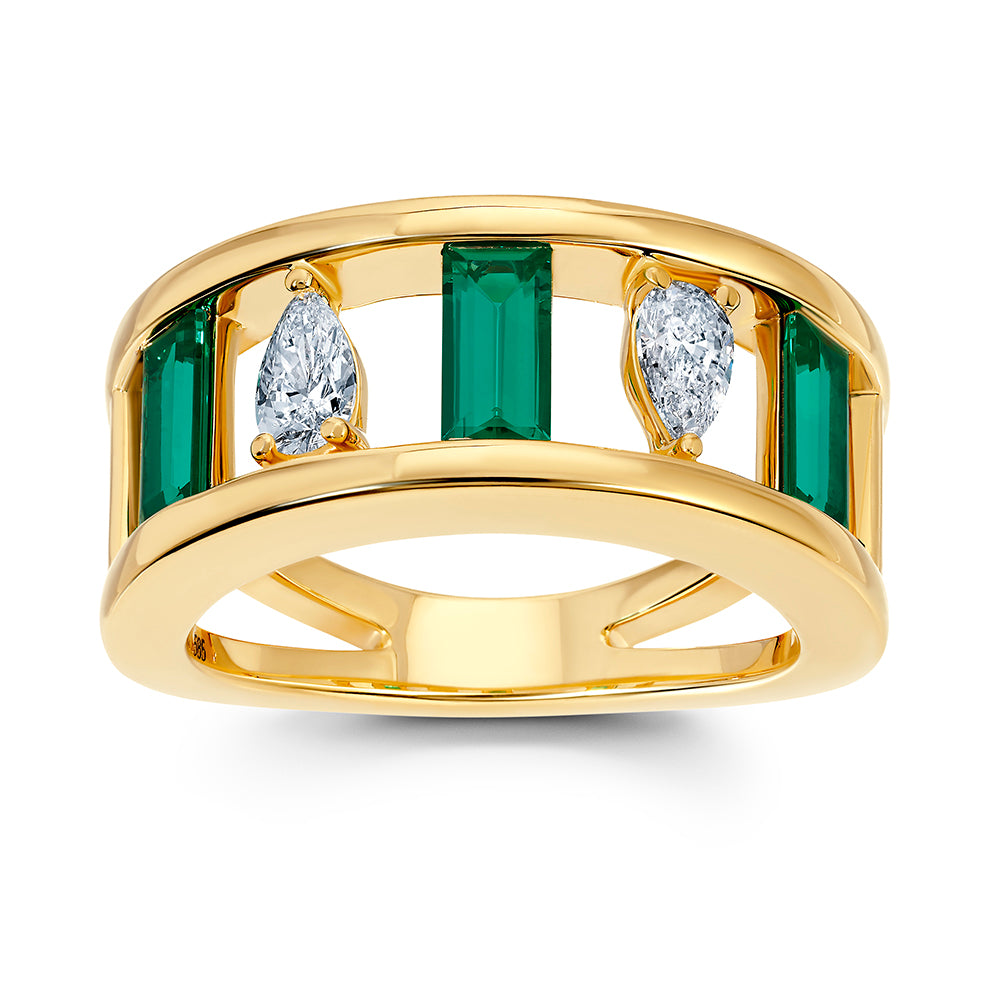 Chatham lab-grown emerald ring, style CR15151YEM