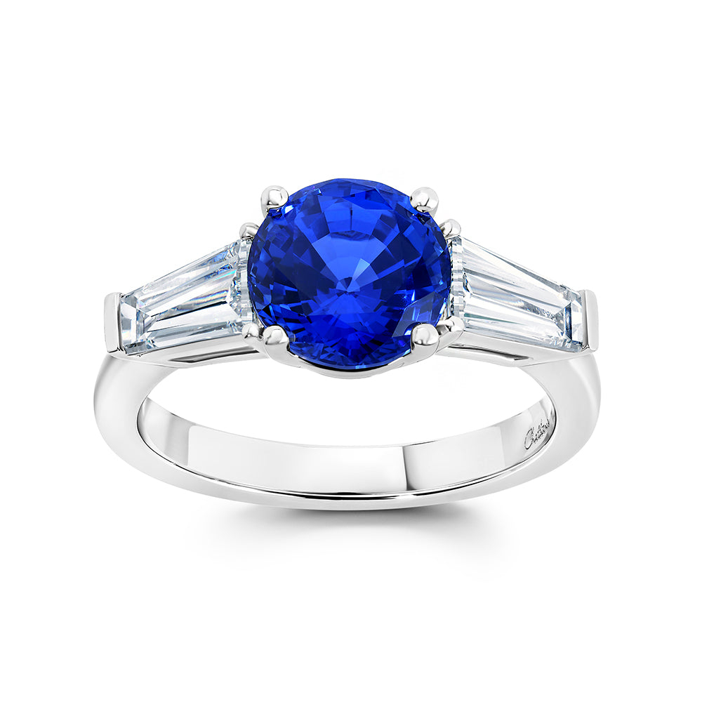 Chatham lab-grown blue sapphire ring, style CR15155WBS