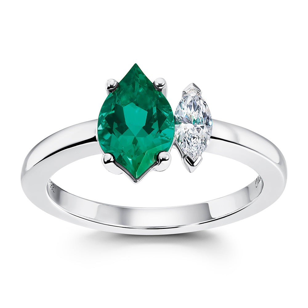 Chatham lab-grown emerald ring, style CR15157WEM
