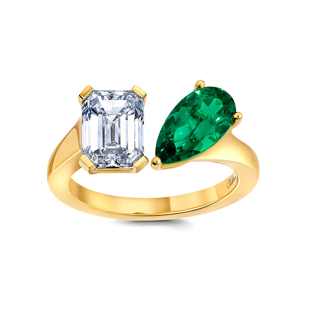 Chatham lab-grown emerald ring, style CR15159YEM