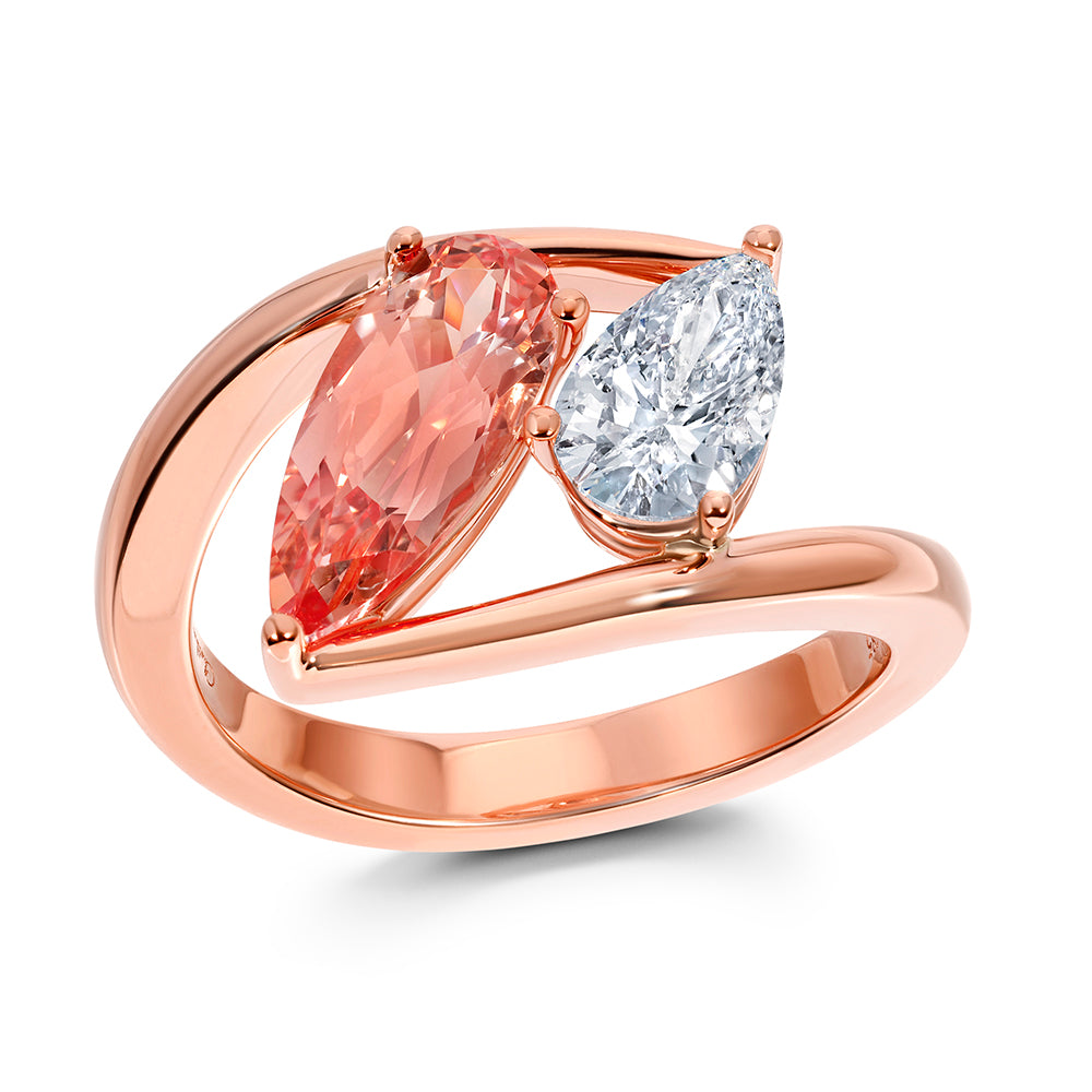 Chatham lab-grown champagne sapphire ring in 14k rose gold, style CR15160RCS