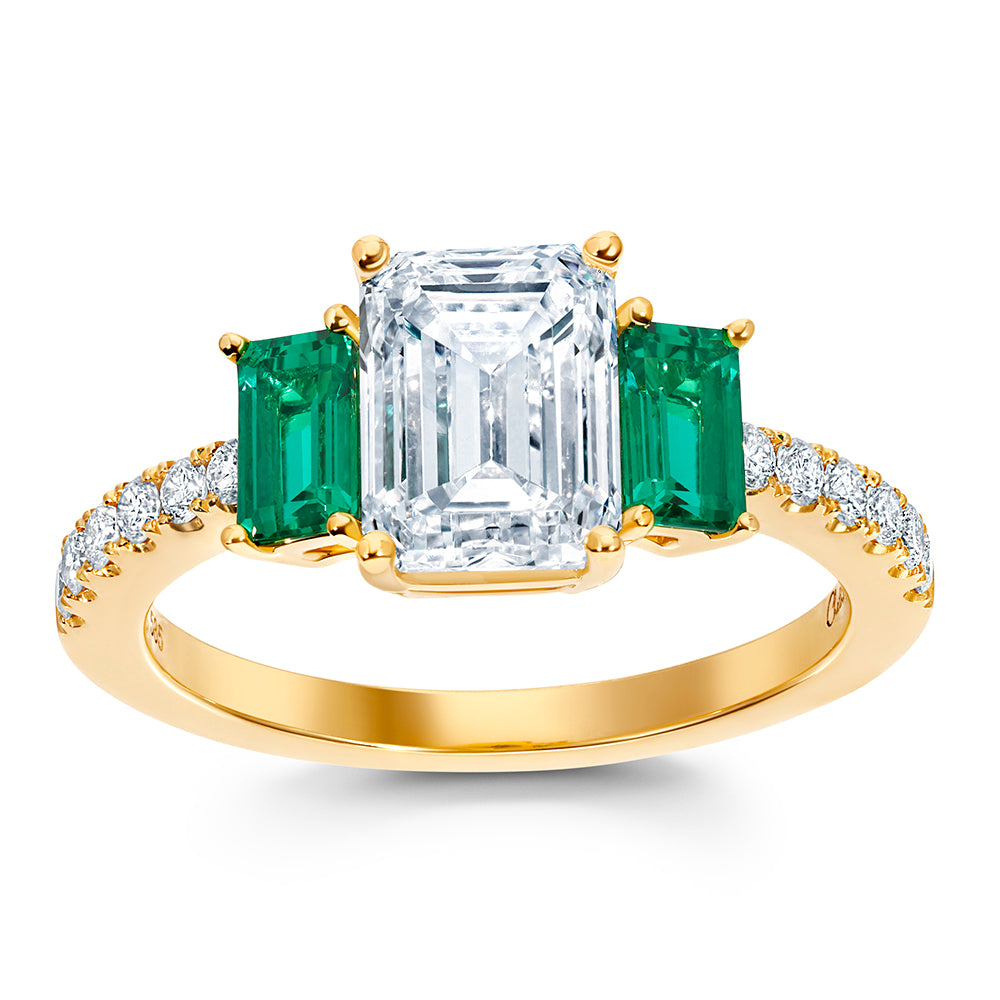 Chatham lab-grown emerald ring, style CR15164YEM