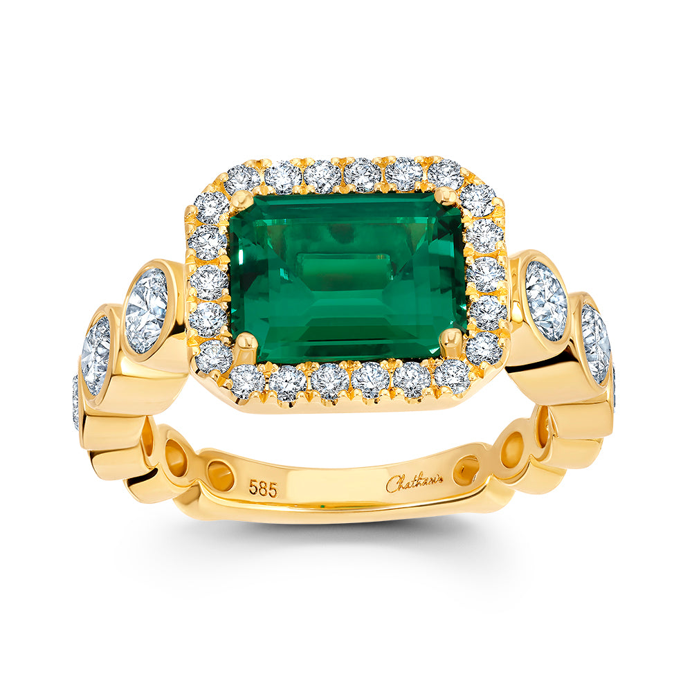 Chatham lab-grown emerald ring, style CR15167YEM