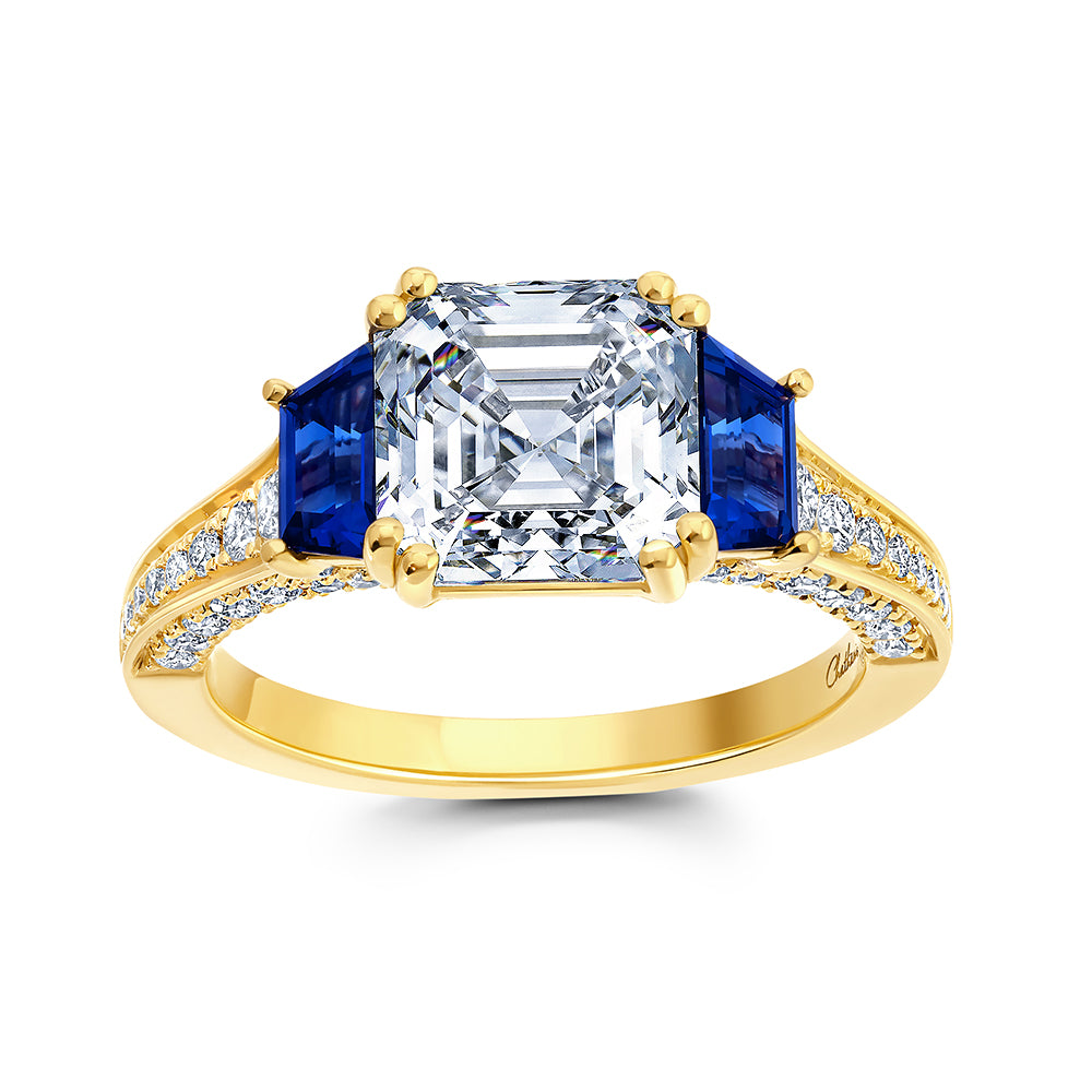 Chatham lab-grown blue sapphire ring in 18k yellow gold, style CR15170YBSC