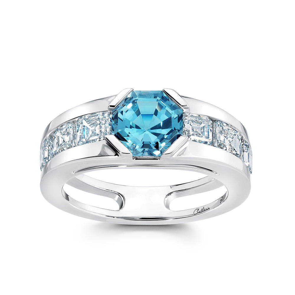 Chatham lab-grown aqua blue spinel ring, style CR15190WAQ