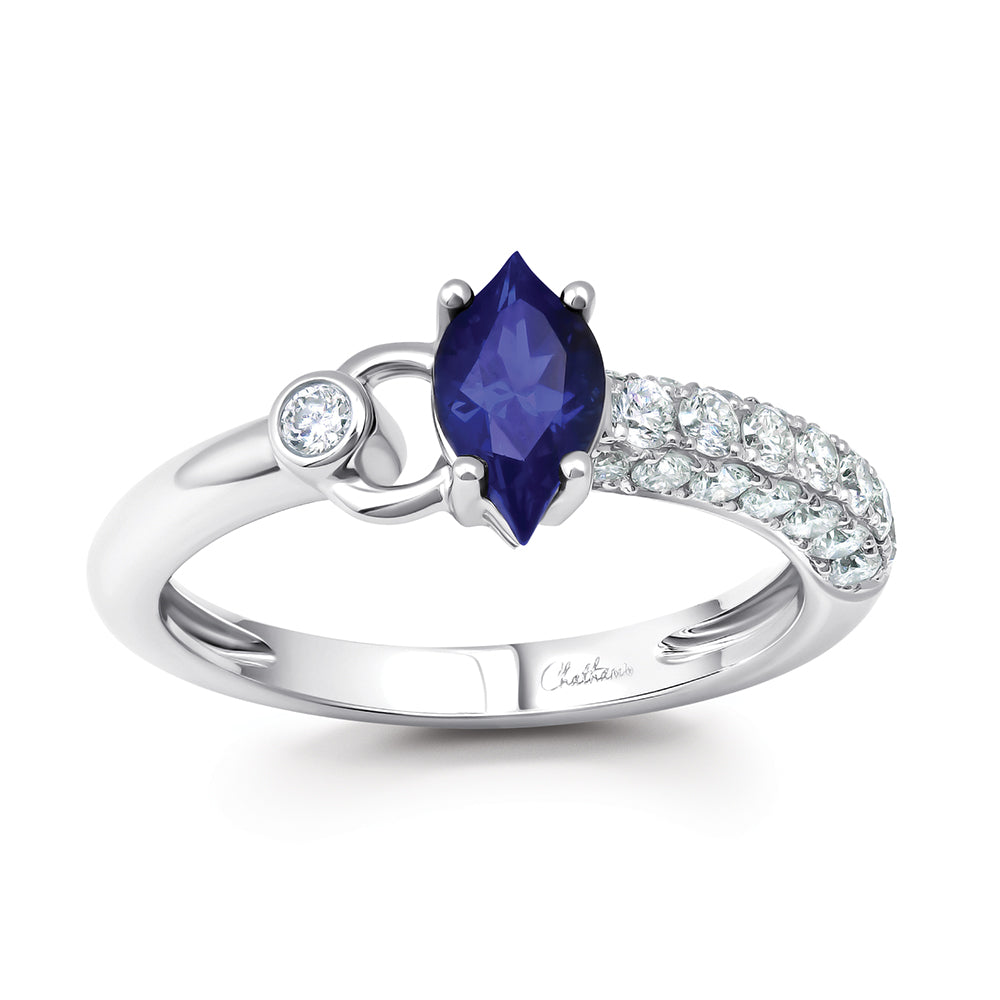 Chatham lab-grown blue sapphire ring, style CR15255WBS