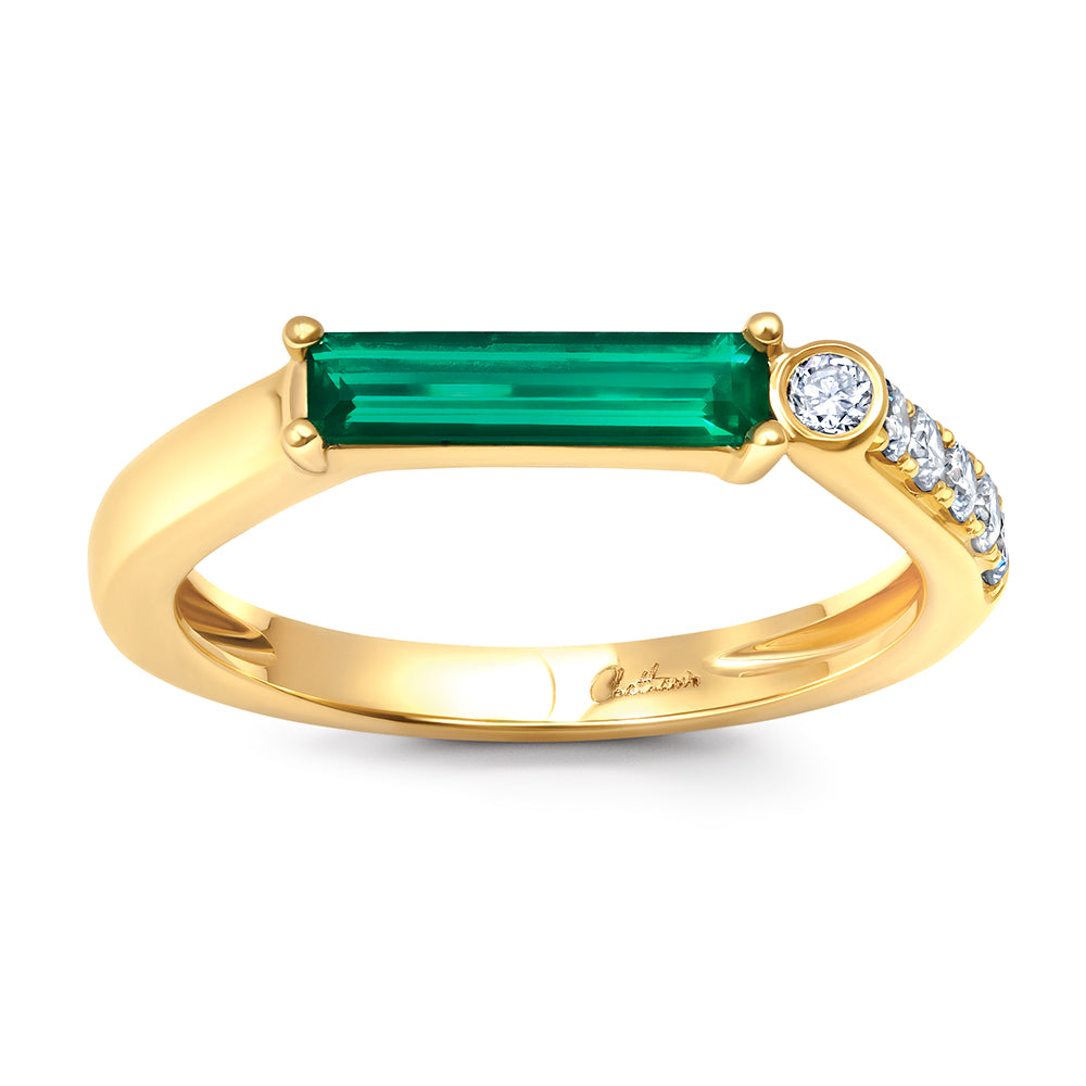 Chatham lab-grown emerald ring, style CR15256YEM
