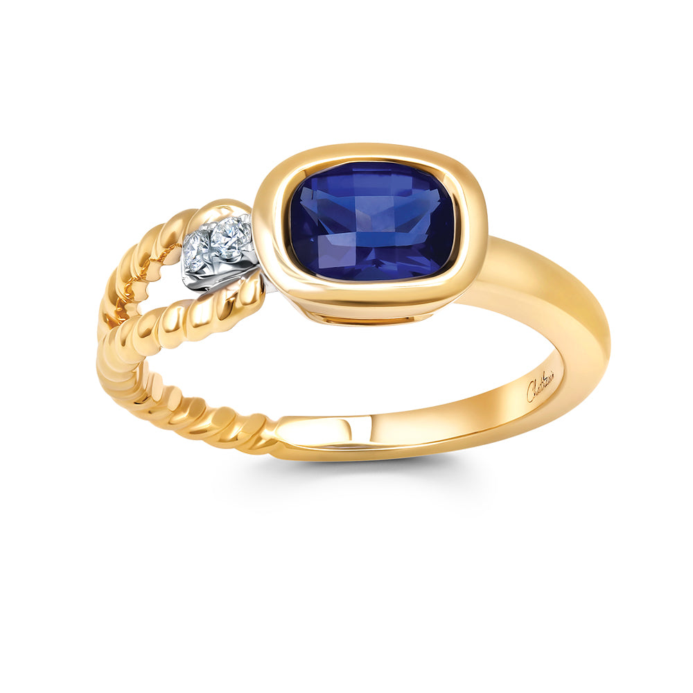 Chatham lab-grown blue sapphire ring, style CR15262WYBS