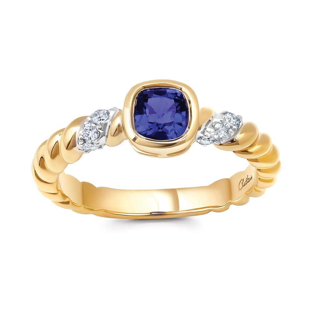 Chatham lab-grown blue sapphire ring, style CR15267WYBS