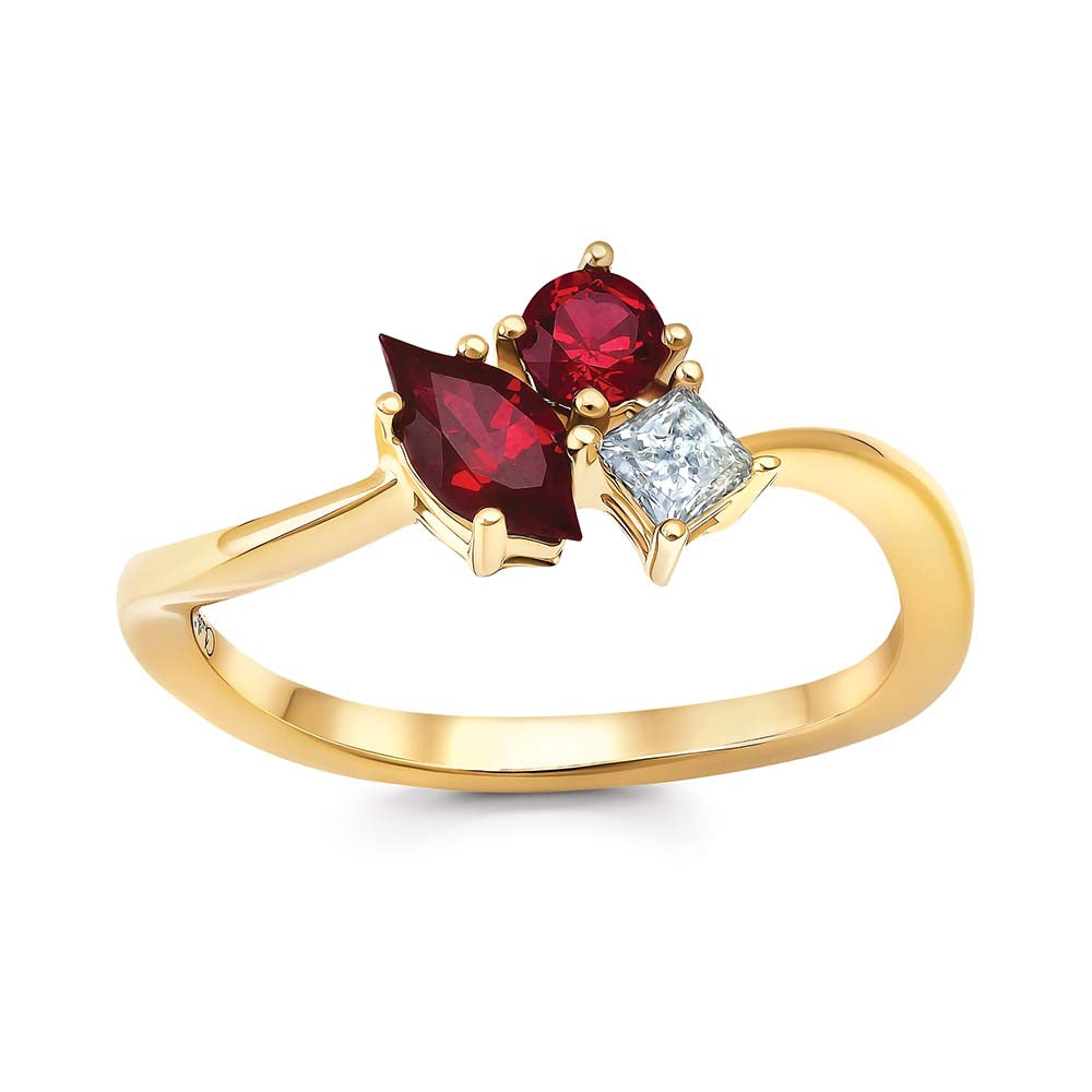 Chatham lab-grown ruby ring in 14k yellow gold, style CR15273YRU