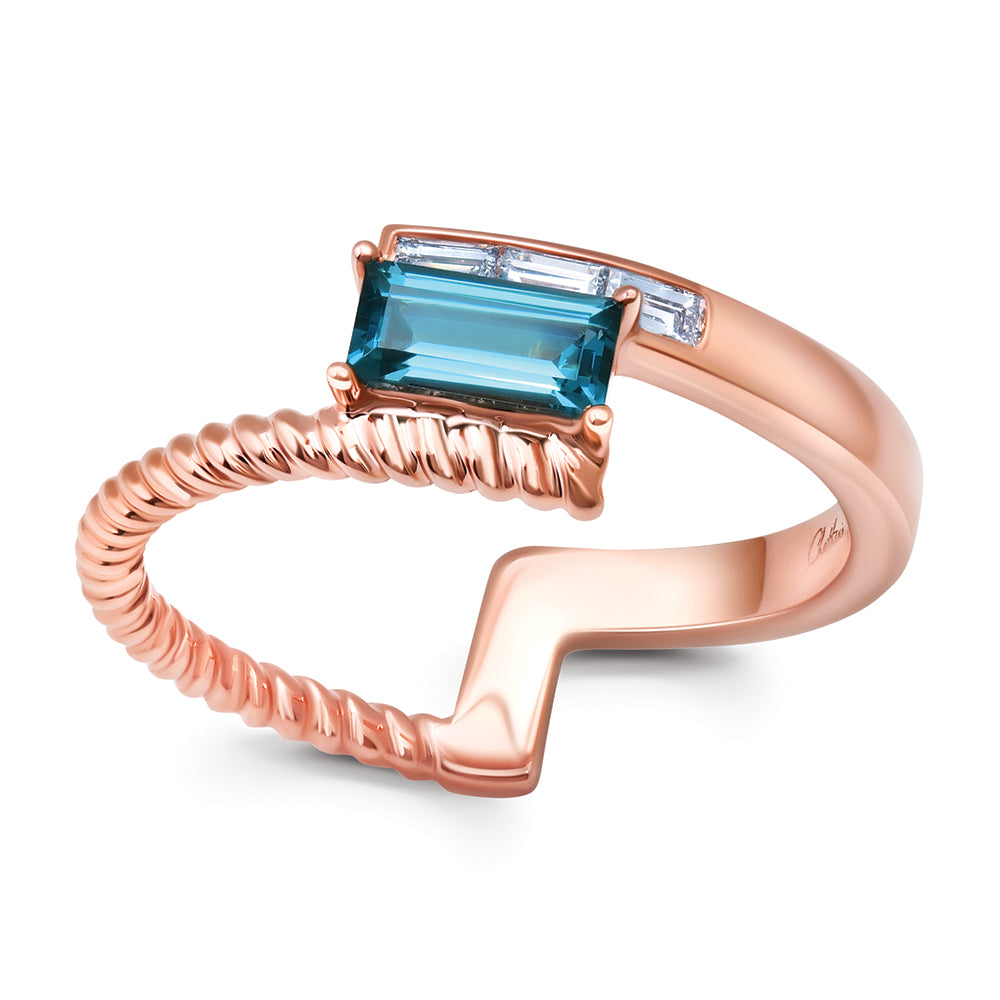 Chatham lab-grown spinel ring in 14k rose gold, style CR15285RPA