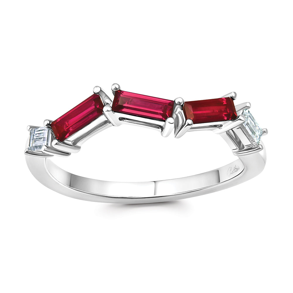 Chatham lab-grown ruby ring in 14k white gold, style CR15287WRU