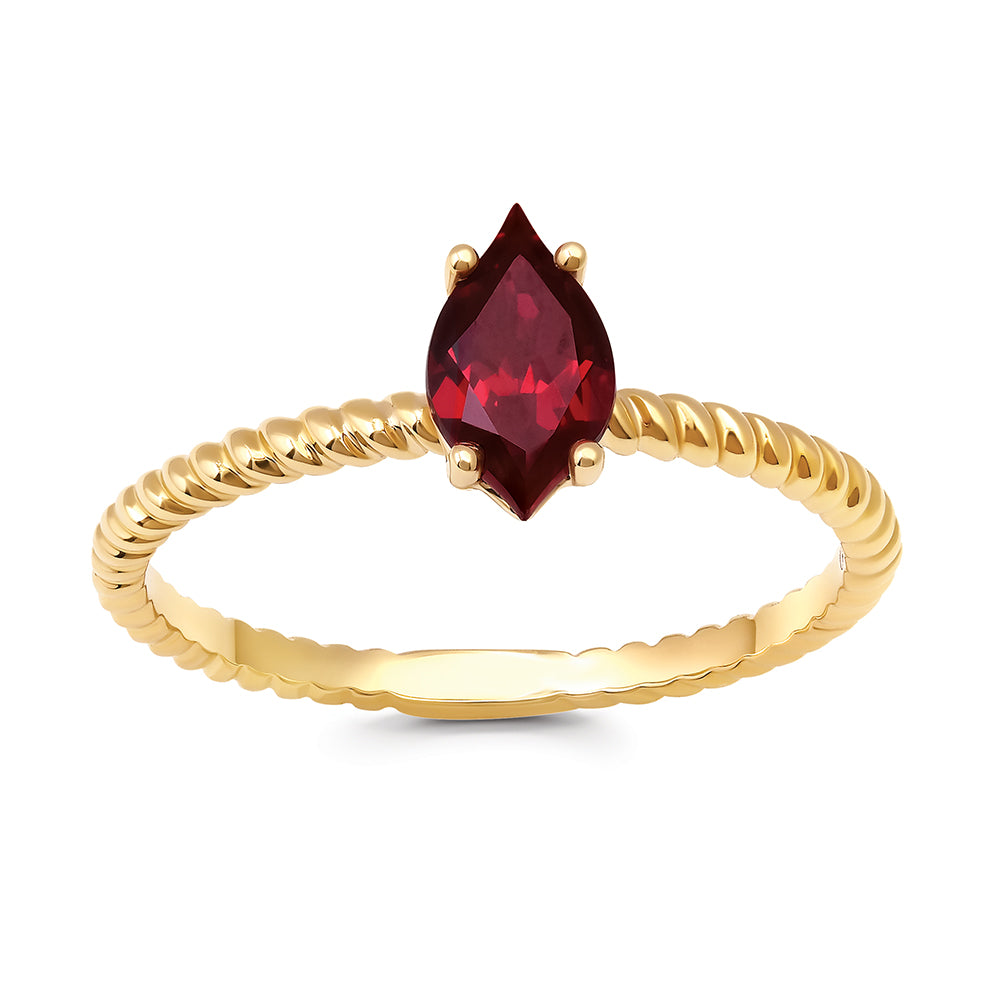 Chatham lab-grown ruby solitaire ring in 14k yellow gold, style CR15288YRU