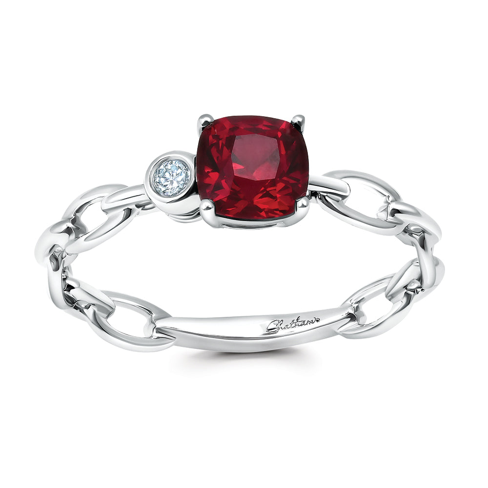 Chatham lab-grown ruby ring in 14k white gold, style CR15303WRU
