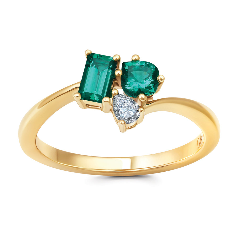 Chatham lab-grown emerald ring, style CR15313YEM