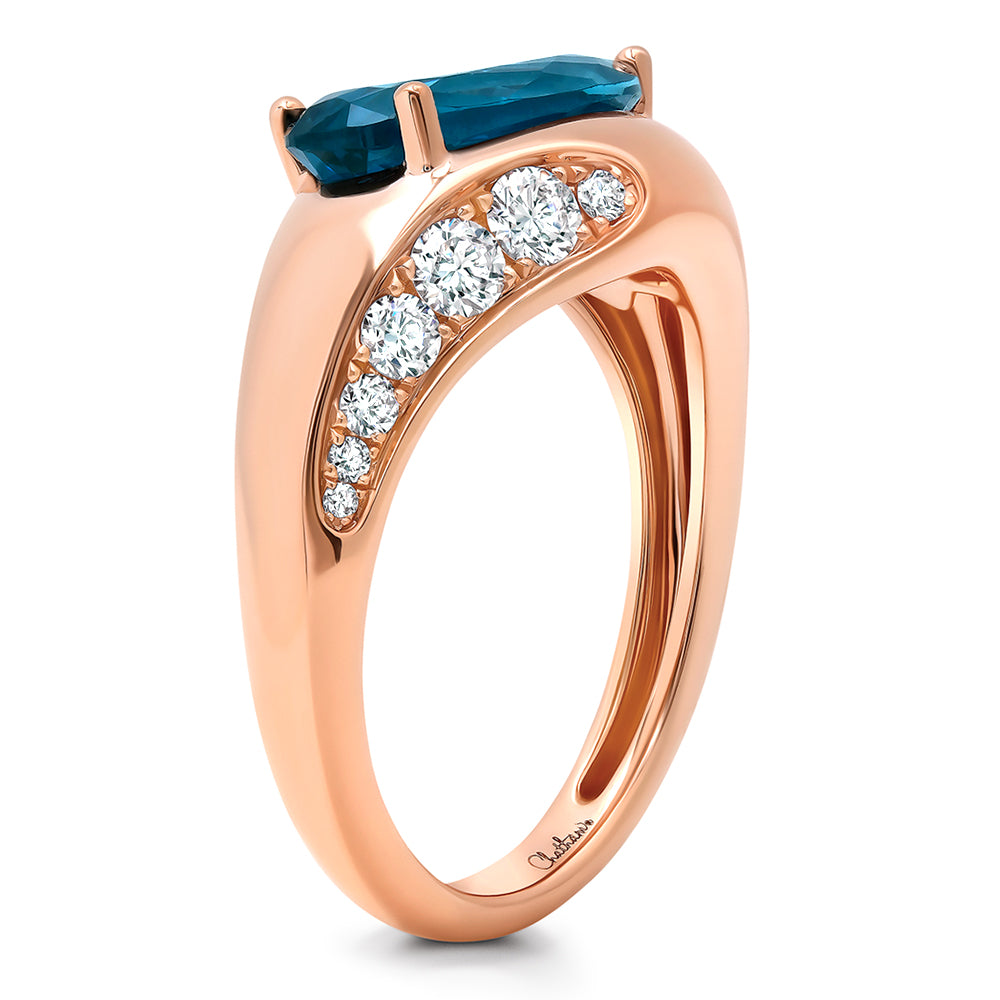Paraiba Colored Spinel Ring – Pear, 14K Rose Gold, 12x6mm