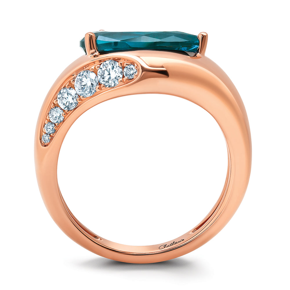 Paraiba Colored Spinel Ring – Pear, 14K Rose Gold, 12x6mm
