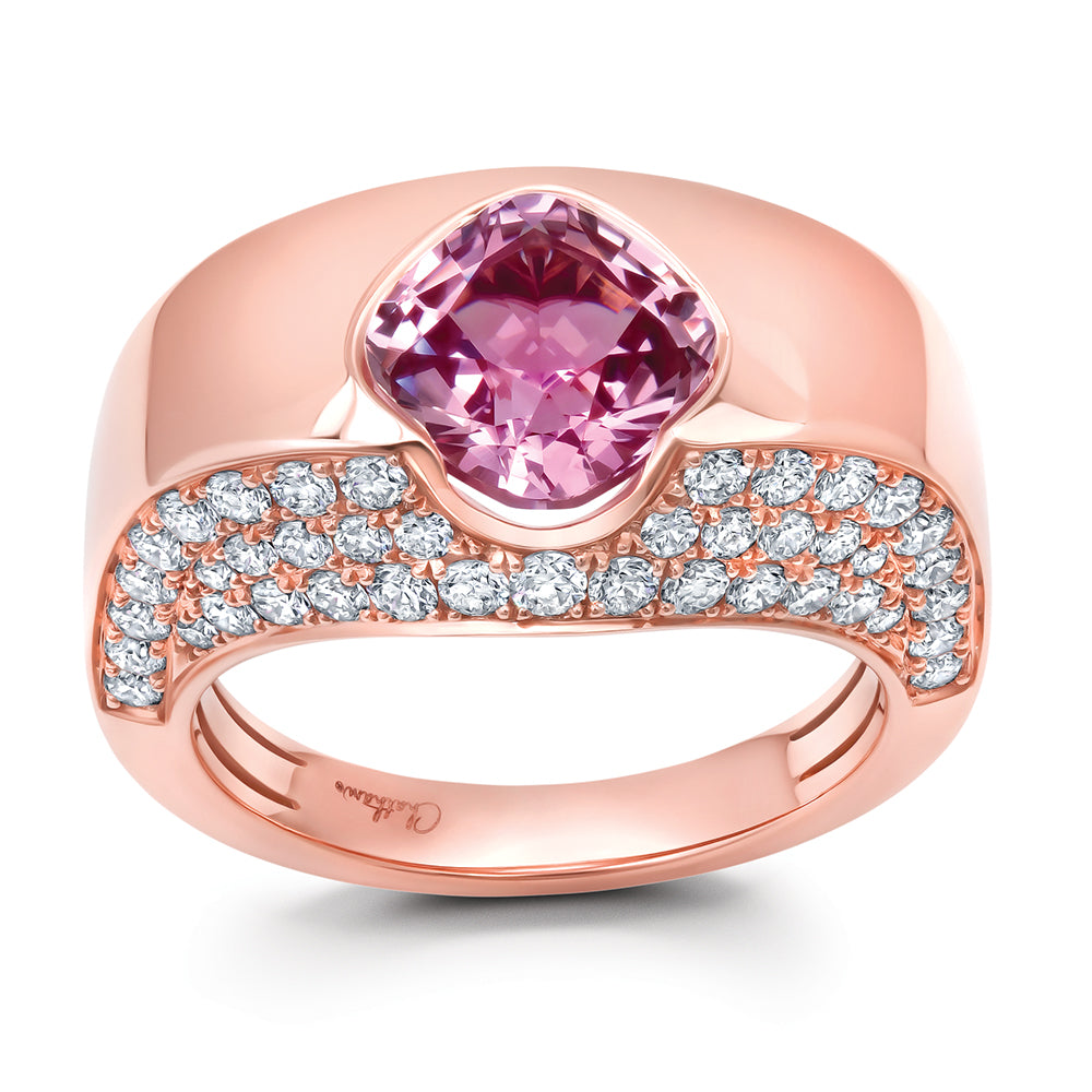 Chatham lab-grown champagne sapphire ring, style CR15319RCS