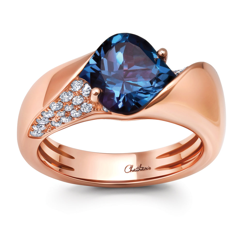 Chatham lab-grown alexandrite ring, style CR15321RAL