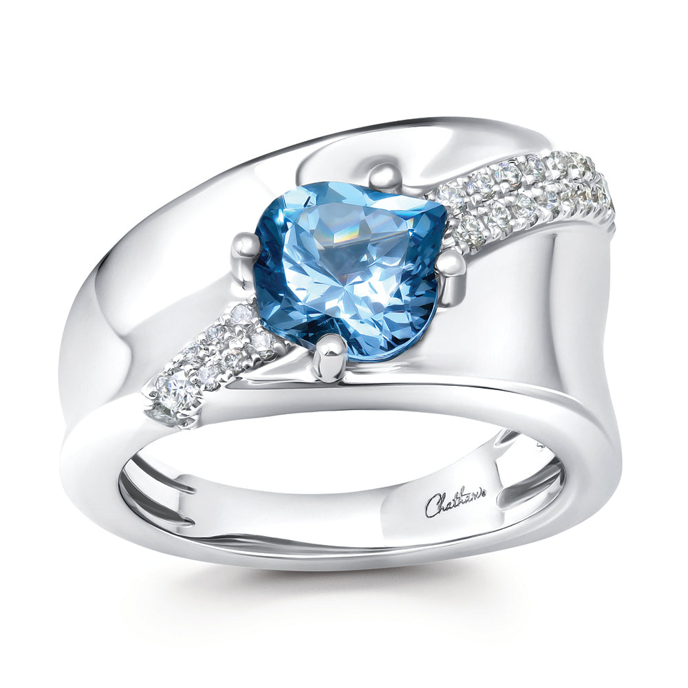Chatham lab-grown aqua blue spinel ring, style CR15322WAQ
